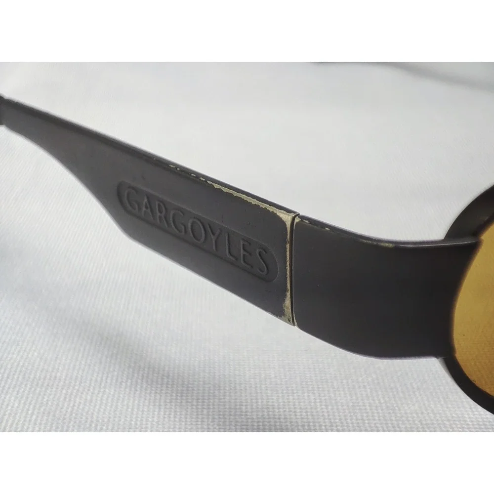 Gargoyles Moto Sunglasses Matte Black Amber Lens Wrap Italy USA Vintage 90s